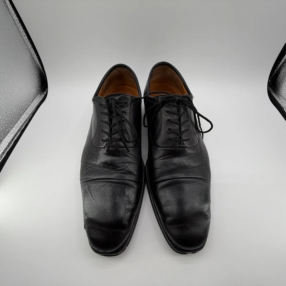 Magnanni Federico Oxford Shoes Mens Sz 11.5 D Black Leather‎ Cap Toe 12654 READ